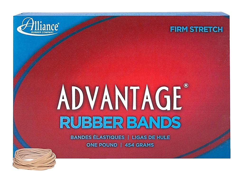 Alliance Rubber 26125 Advantage Rubber Bands Size #12, 1 lb Box Contains Approx. 2500 Bands (1 3/4" x 1/16", Natural Crepe) , Beige