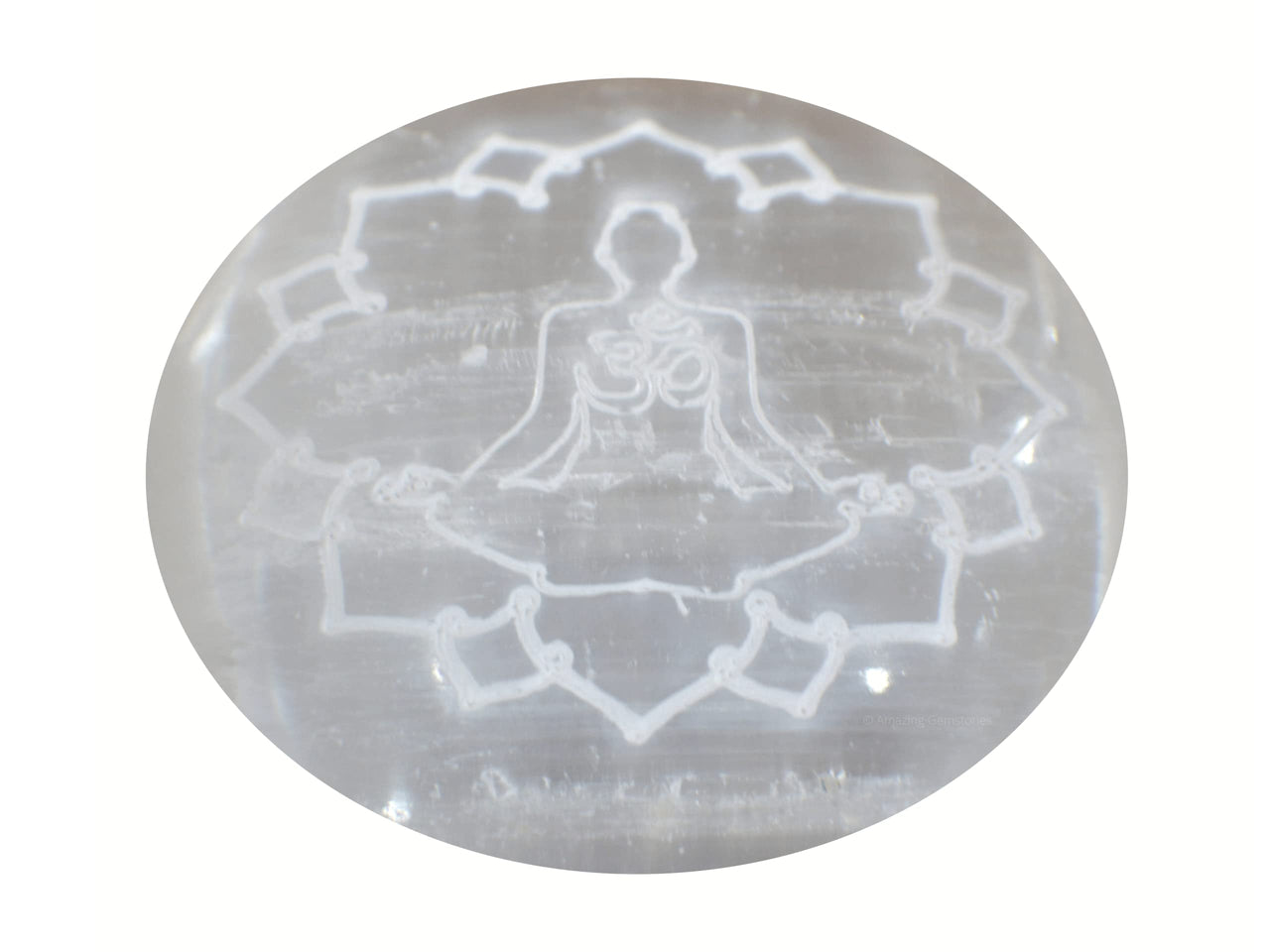 Amazing Gemstone Selenite Palm Stone - Buddha Engraved Hot Massage Worry Stone for Natural Body Chakra Balancing, Reiki Healing and Crystal Grid Selenite (Buddha Engraved)