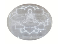 Amazing Gemstone Selenite Palm Stone - Buddha Engraved Hot Massage Worry Stone for Natural Body Chakra Balancing, Reiki Healing and Crystal Grid Selenite (Buddha Engraved)