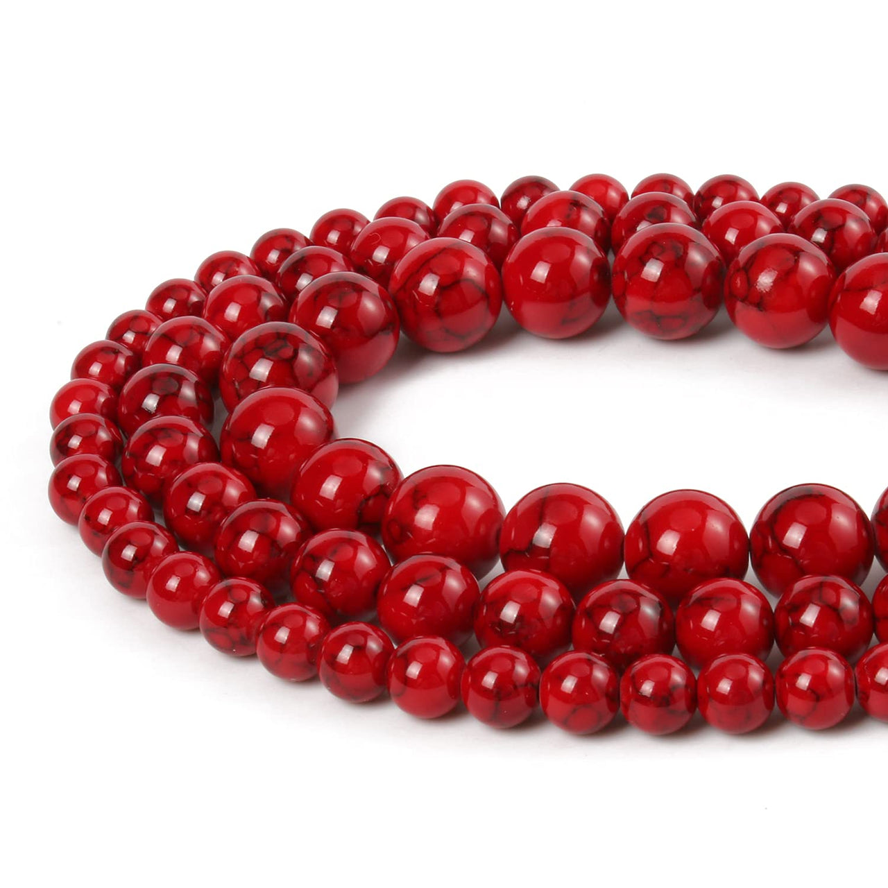 45pcs 8mm Natural Stone Beads Red Turquoise Beads Energy Crystal Healing Power Gemstone for Jewelry Making, DIY Bracelet Necklace