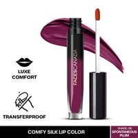 FACESCANADA Comfy Silk Liquid Lipstick - Spontaneous Plum 06, 3Ml Satin Matte Hd Finish Luxe Comfort | Longlasting | No Dryness | Smooth Texture | Mulberry Oil & Shea Butter For Plump Hydrated Lips