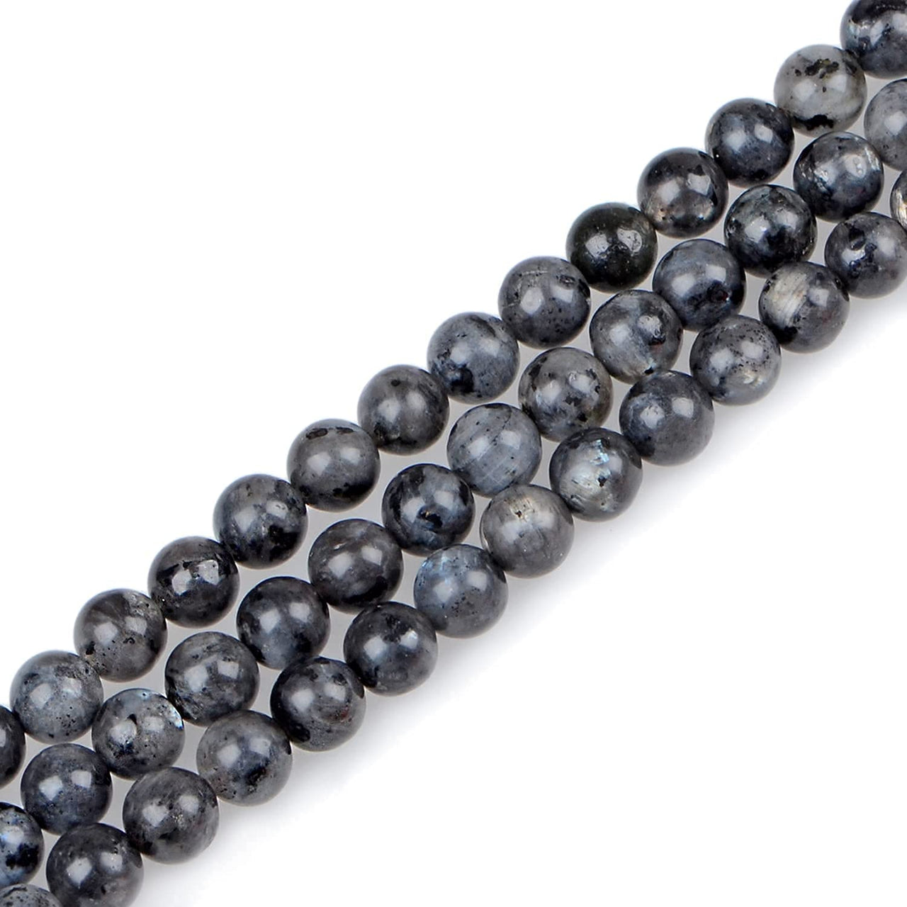 Bymitel 140Pcs Natural Crystal Beads Stone Gemstone Round Energy Healing Loose Beads with Stretch Cord for Jewelry Making Bracelets Anklets (Larvikite Labradorite, 8mm 140pcs) Larvikite Labradorite