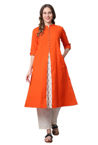 Pistaa's  Women Cotton Printed Cut Regular Kurta