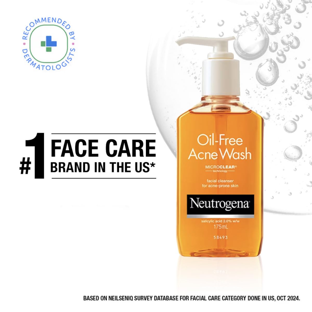 Neutrogena Oil Free Acne Wash | Deep Cleansing Face Wash with Salicylic Acid | Hydrating, Alcohol Free, Non Comedogenic & Dermatologically Tested | For Oily Acne Prone Skin | 175ml