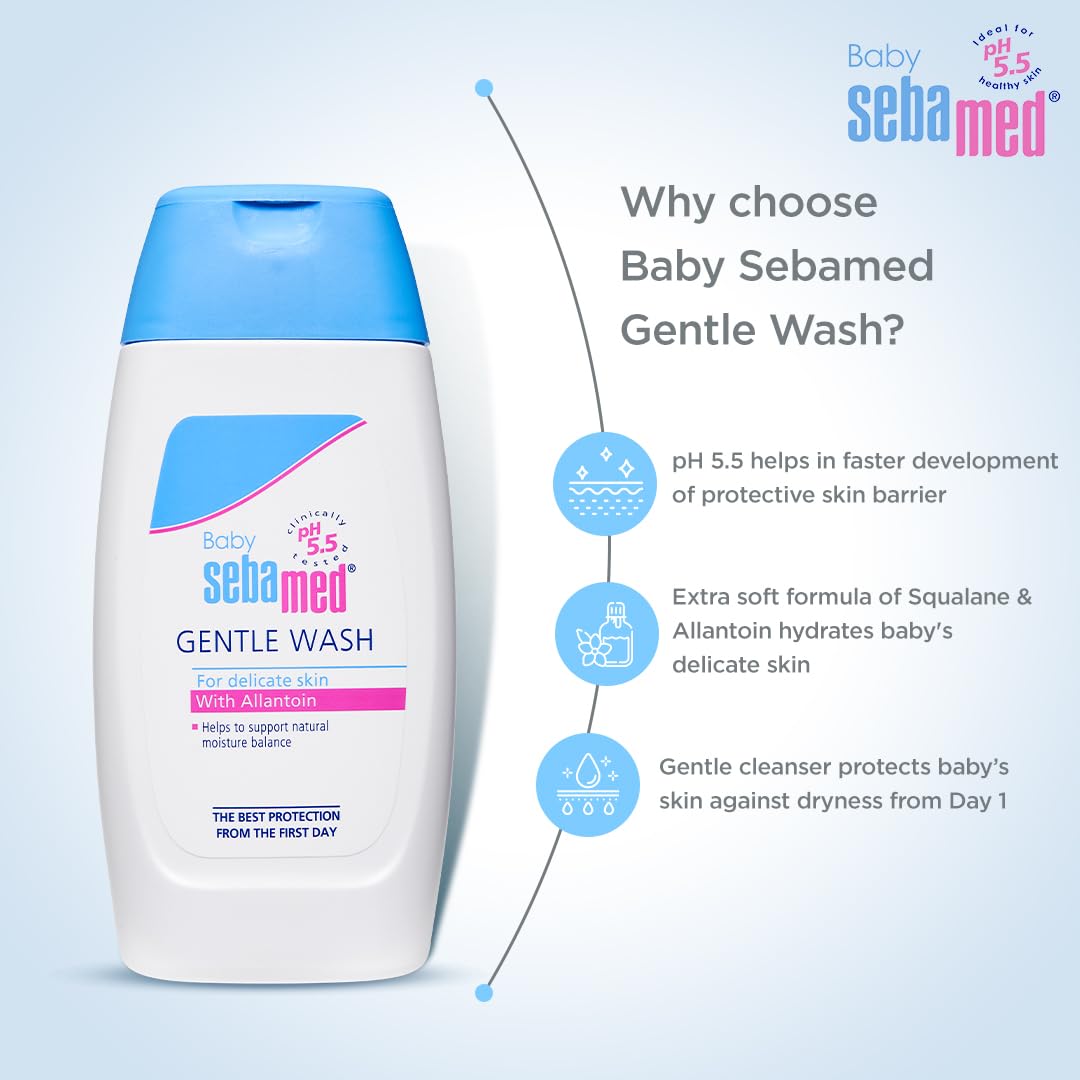 Sebamed Baby Gentle Wash 200ml|Ph 5.5| With Allantoin| No tears formula |Clinically tested