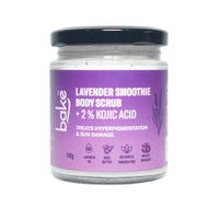 BAKE 2% Kojic Acid Lavender Smoothie Body Scrub for Women & Men | Skin Brightening, Treats Hyperpigmentation & Tan Removal | Shea Butter, Walnut Granules, Jojoba Oil | 150g