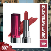 Maybelline New York Matte Lipstick, Intense Colour, 807 Dried Rose, 3.9g & Maybelline New York Matte Lipstick, Intense Colour, Moisturised Lips, Color Sensational Creamy Matte, 507 Almond Pink, 3.9g