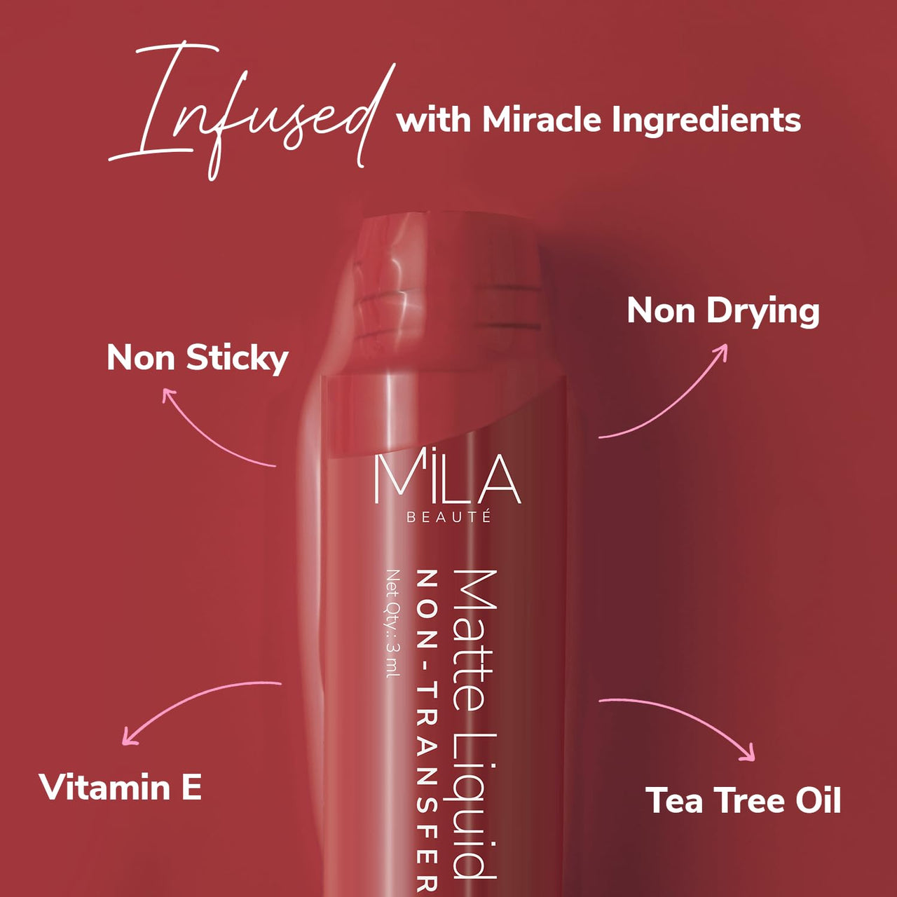 Mila Beaute Liquid Lipstick Set of 3 for Women I Non Transfer & Matte Finish I Lightweight & Hydrating I Rich Pigment with Tea Tree Oil I Mauves & Pinks
