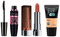Maybelline New York Prom Queen Makeup Kit - Fit Me Foundation Tube Natural Buff + Hypercurl Mascara Washable + Creamy Matte Nude Nuance