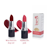 Barva Natural & Moisturising Lipsticks made using Clarified Butter, Kokum butter and Mineral Colours, 4.3g (Pack of 2) (Wine Red 616 & Fuchsia 336)