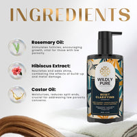 Wildly Pure Clarifying Shampoo for Hard Water & Metal Damage | For Oily Scalp & Low Porosity Hair | Deep Clensing removes Built Up & flakes | Rosemary, Hibiscus & Castor Oil | Sulphate, Paraben & Silicone Free | Men & Women | 300 ml (Reset)