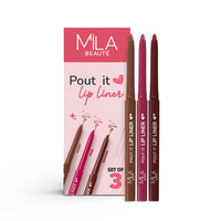 Mila Beauté Pout it Lip Liner Set of 3 I Highly Pigmented, Long Lasting & Non Drying Formula Enriched with Squalene I Smooth and Precise Application | Matte Lip Liner Suitable for Indian Skin Tones