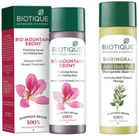 Biotique Bio Mountain Ebony Vitalizing Serum For Falling Hair Intensive Hair Growth Treatment, 120ML And Biotique Bio Bhringraj Fresh Growth Therapeutic Oil, 120ml