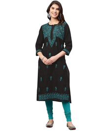Ada Hand Embroidered Lucknow Chikankari Women's  Pure Cotton Kurti Kurta