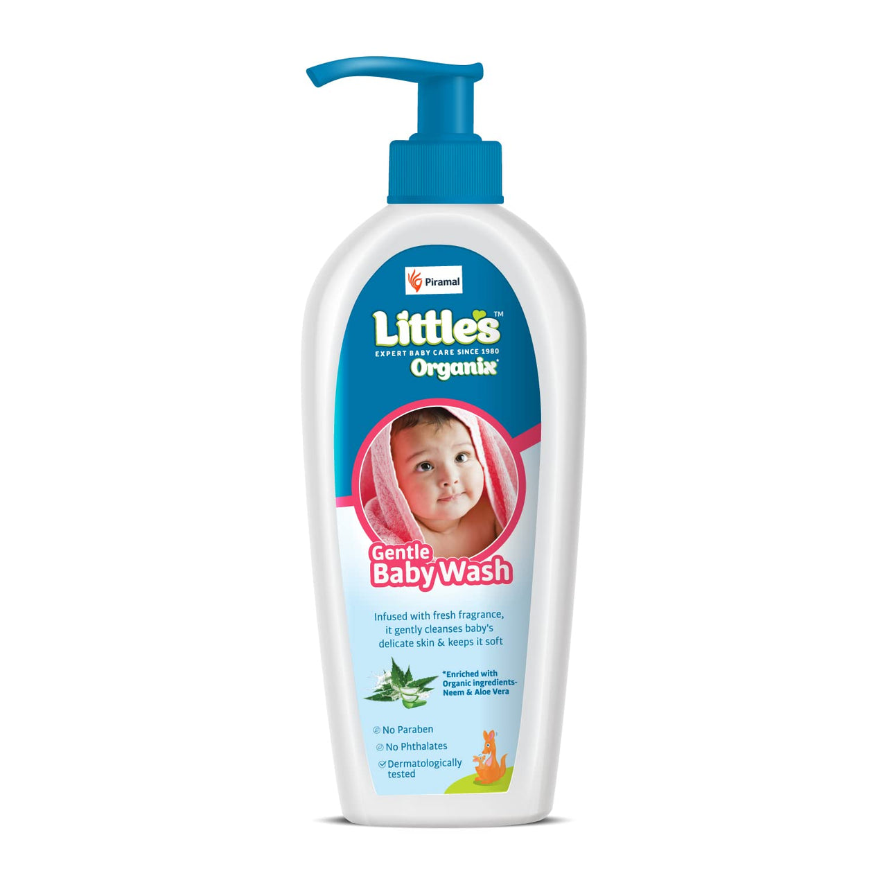 Little's Organix Gentle Baby Wash 400ml - Pump Pack | Dermatologically tested | With Organic Aloe Vera & Neem | pH balanced | All skin types