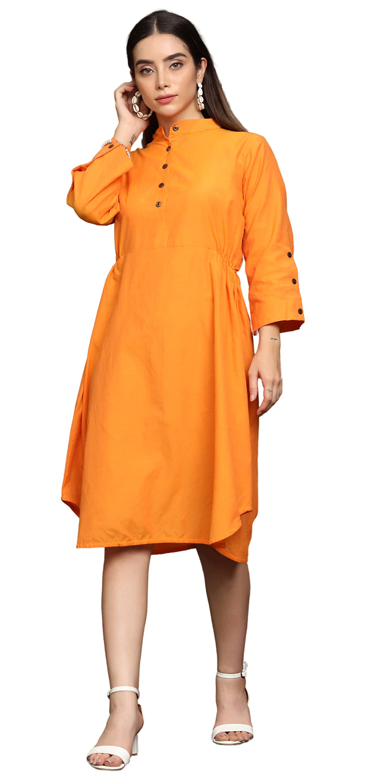 DHRUVI TRENDZ Kurti for Women || Soft Cotton Plain Long Straight Kurtis for Girls || Stitched Collar Kurta || Ideal for Office || Casual || Collage || Festival Wear Kurtis for Ladies
