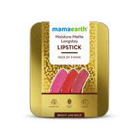 Mamaearth Moisture Matte Long Stay Lipstick Minis Gift Set - Bright and Bold | 8 Hour Moisture Lock | Up to 12-Hour Long Stay | Smudge Proof | Travel-Friendly| Gifting For Valentine's Day, Birthday, Anniversary & Special Occasions | Premium Gift Pack