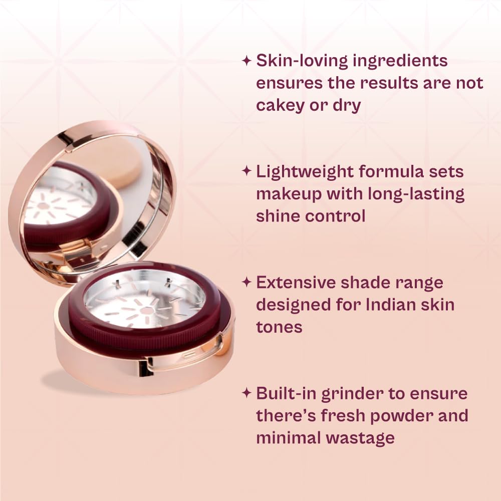 Typsy Beauty Hustle & Grind Setting Powder I Strawberry Shake I Unique In-built Powderizer for Zero Waste & Spilling I Packed with Hayalauronic Acid & Ceramides I Soft Pink Shade I Paraben Free | 4.5g
