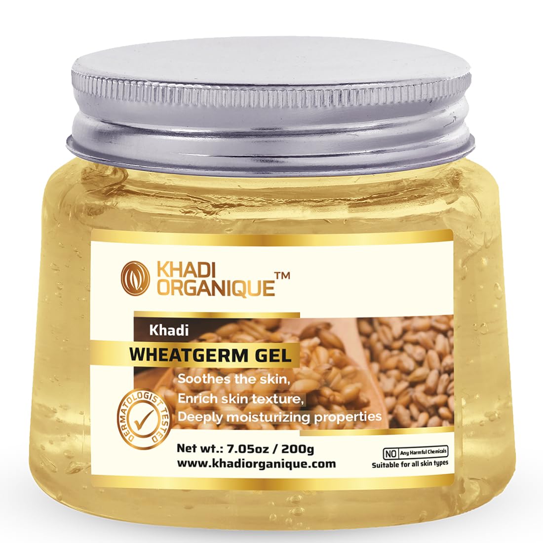 Khadi Organique Aloe Vera Gel with Wheatgerm, Green Tea & Licorice | 100% Natural for Skin, Face & Hair | Aloe Vera for Acne Free, Glowing & Radiant Skin | Best for Women & Men - 200gm