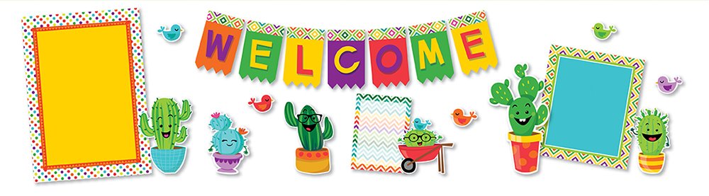 Eureka Welcome Cactus Decorations Reusable Classroom Decorations, 18'' x 0.1'' x 28'', 21 pc Cactus Welcome