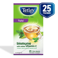 Tetley | Green Tea With Tulsi | Immune With Added Vitamin C | 25 Tea Bags, 30 Grams