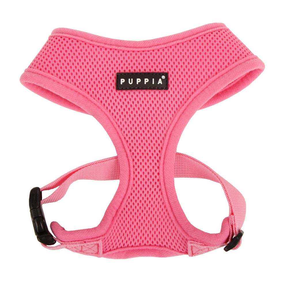 Puppia Soft Dog Harness No Choke Over-The-Head Triple Layered Breathable Mesh Adjustable Chest Belt and Quick-Release Buckle, Pink, X-Large