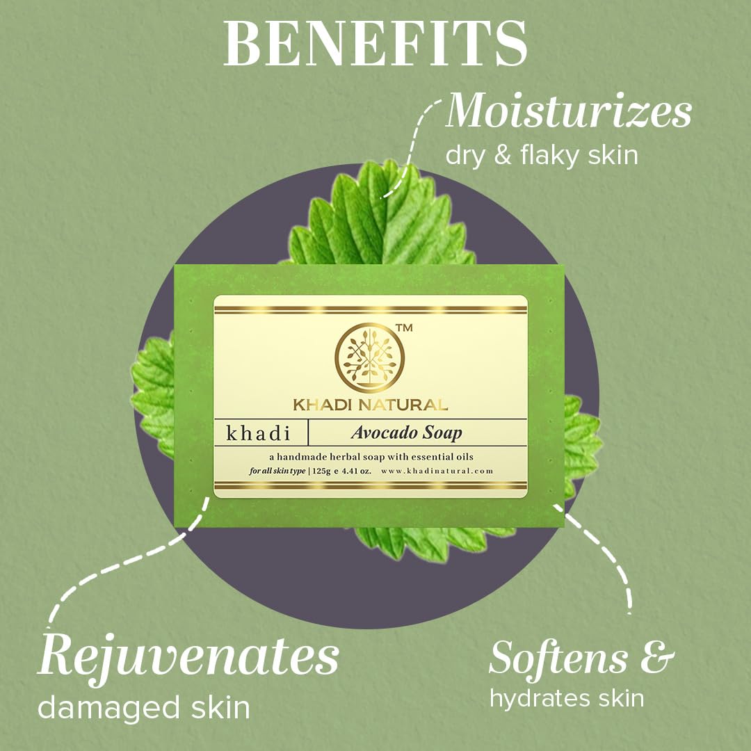 KHADI NATURAL Herbal Avocado Soap| Nourishes Skin| Hyderates Skin| Pack of 2 | (125 * 2) (2050gm)