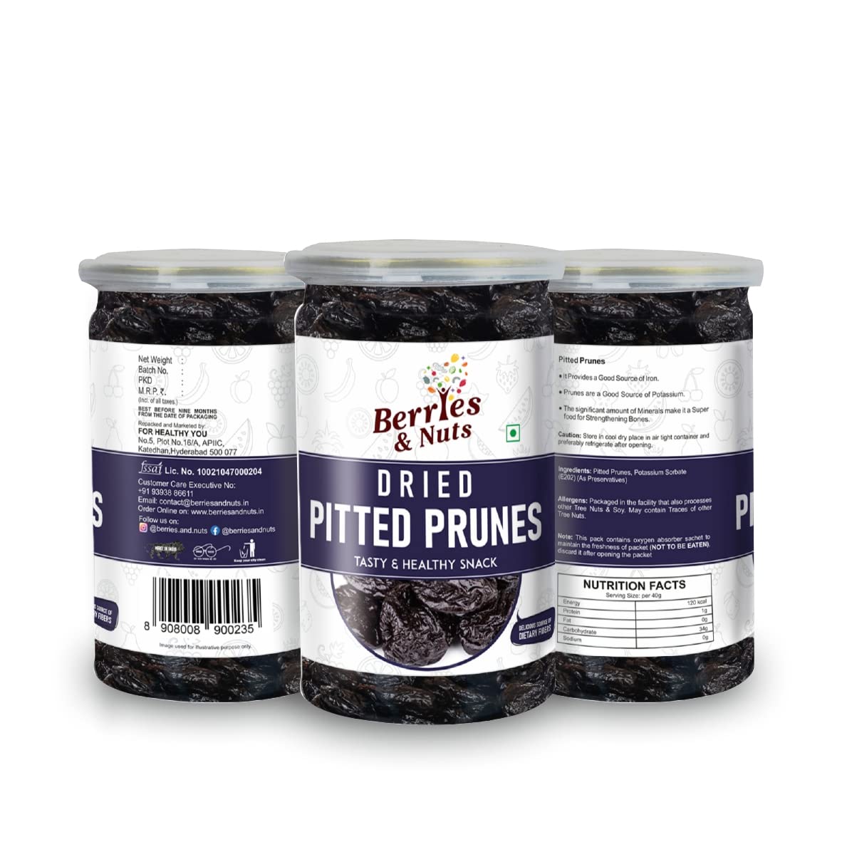 Berries And Nuts Dried Cranberry & Prunes Combo | Cranberry 200 Grams & prunes 250 Grams