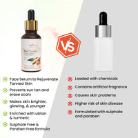 Origine Naturespired Face Serum to Rejuvenate Tanned Skin | Tan Removal Serum with Ubtan & Turmeric | Serum Help Reducing Wrinkles & Fines Lines, Dark Spots Face Serum | SLS & Paraben Free, 30 ml