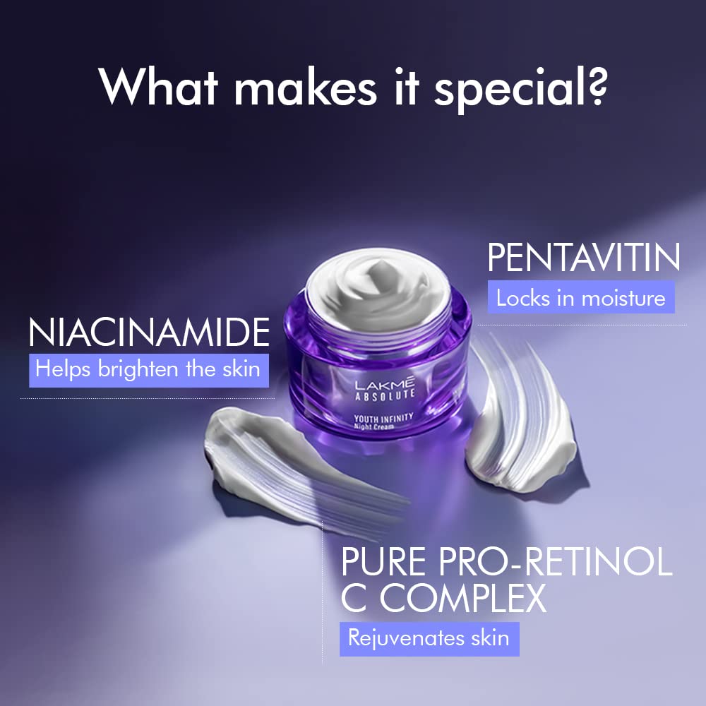 Lakmé Youth Infinity Skin Sculpting Night Creme, 50G & Peach Milk Lotion Moisturizer Spf 24 Pa++, 200Ml