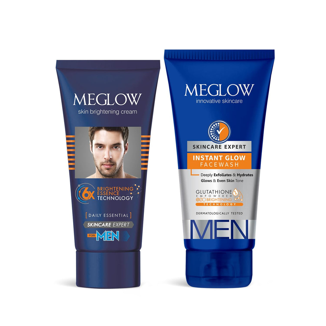 Meglow Fairness Combo for Men | Instant Glow Face Wash (70g) + Face Cream (50g) | Skin Brightening Combo Pack for Men | SPF 15 | Paraben Free | Vitamin E