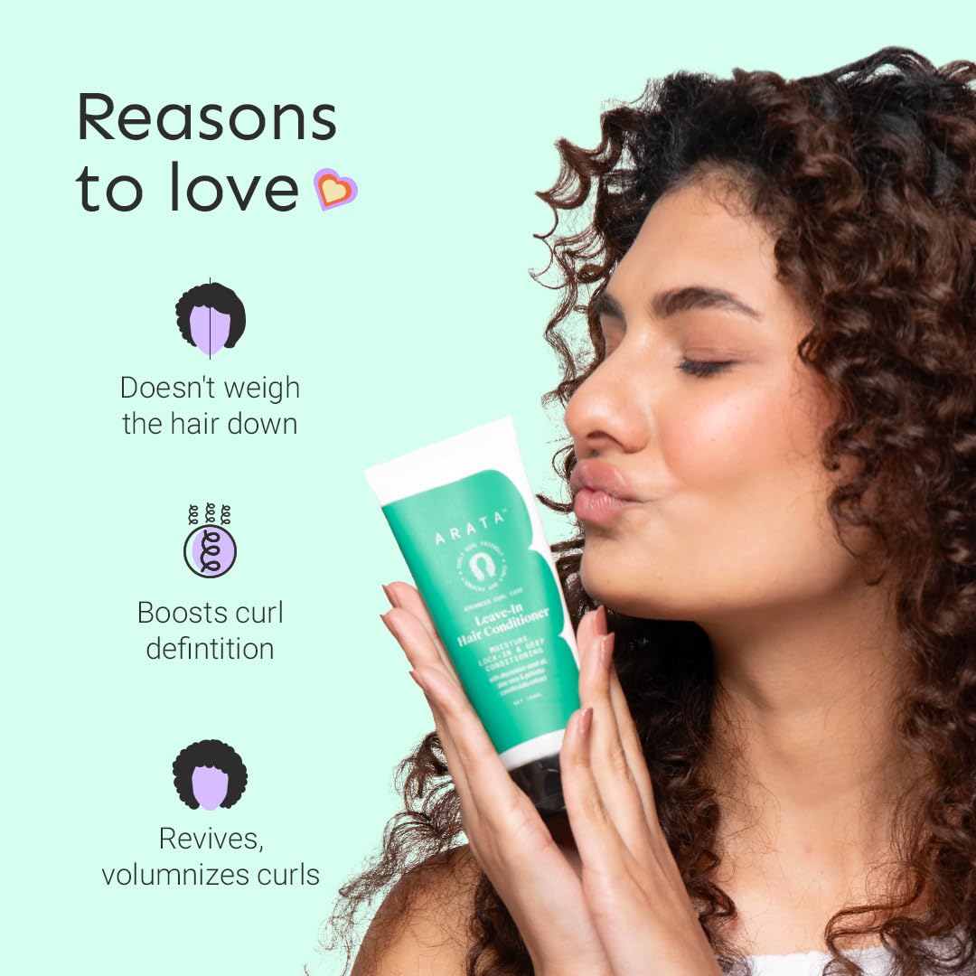 Arata Curl Leave-In Conditioner Bundle For Dry, Frizzy, Wavy, Curly Hair | Light Weight | Enhances Natural Curl Texture | No Sulphate,Paraben,Silicone | Pack Of 2-100Ml Each, 2 Count