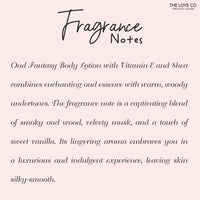 THE LOVE CO. Oud Fantasy Body Lotion - Nourishing Moisturizer Cream for Dry Skin - Suitable for Men and Women with Jojoba Oil, Shea Butter & Vitamin E - 250ml