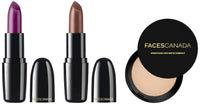 FACESCANADA Weightless Creme Lipstick - Sweet Mocha, Imperial Plum, Stay Matte Compact Powder Ivory, 9G & 4G