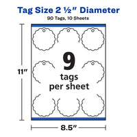 Avery Printable Blank Scallop Round Gift Tags with Sure Feed, 2.5