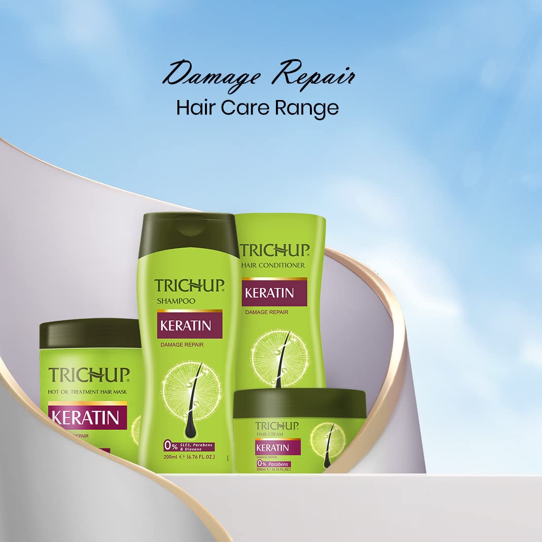 Trichup Keratin Lemon Hair Conditioner For All Types Of Hair Damage Repair No Parabens & Silicones,200 Millilitre