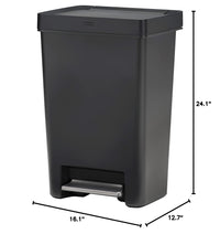 Rubbermaid Premier Series II Step-on Trash Can for Home and Kitchen, with Lid Lock and Slow Close, 13 Gallon, Charcoal, for Home/Kitchen/Hotel/Lobby/Office 13G - Classic Plastic
