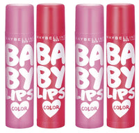 Maybelline New York Lip Balm, With SPF, Moisturises and Protects from the Sun, Pink Lolita & Baby Lips Cherry Kiss, Baby Lips, Pink, Red,(Pack of 4), 8g