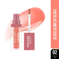 Hilary Rhoda Glass Glow Lip Gloss | Nourishing & Hydrating Lip Gloss | Sheer Coverage | High Shine | Juicy & Plump Lips | Glides on Smoothly | 5ml (Peach Me - Shade 02)