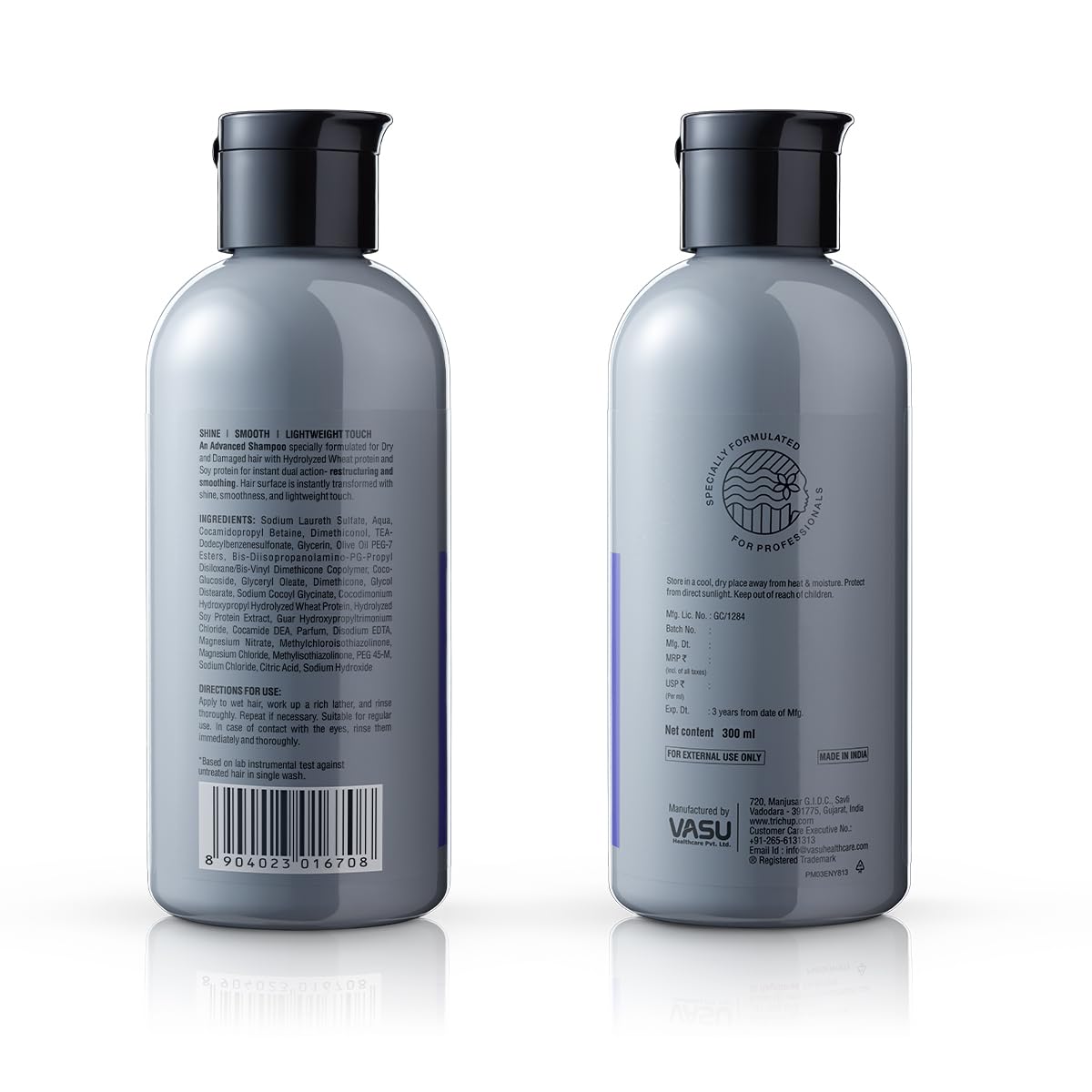 Trichup Pro Damage Repair Shampoo for Dry Frizzy Hair 300 ml, Instant Dual Action Rebonding, Smoothing, Improves Texture, Nourishes Dry Hair, Controls Frizz For Men & Women (300ml),