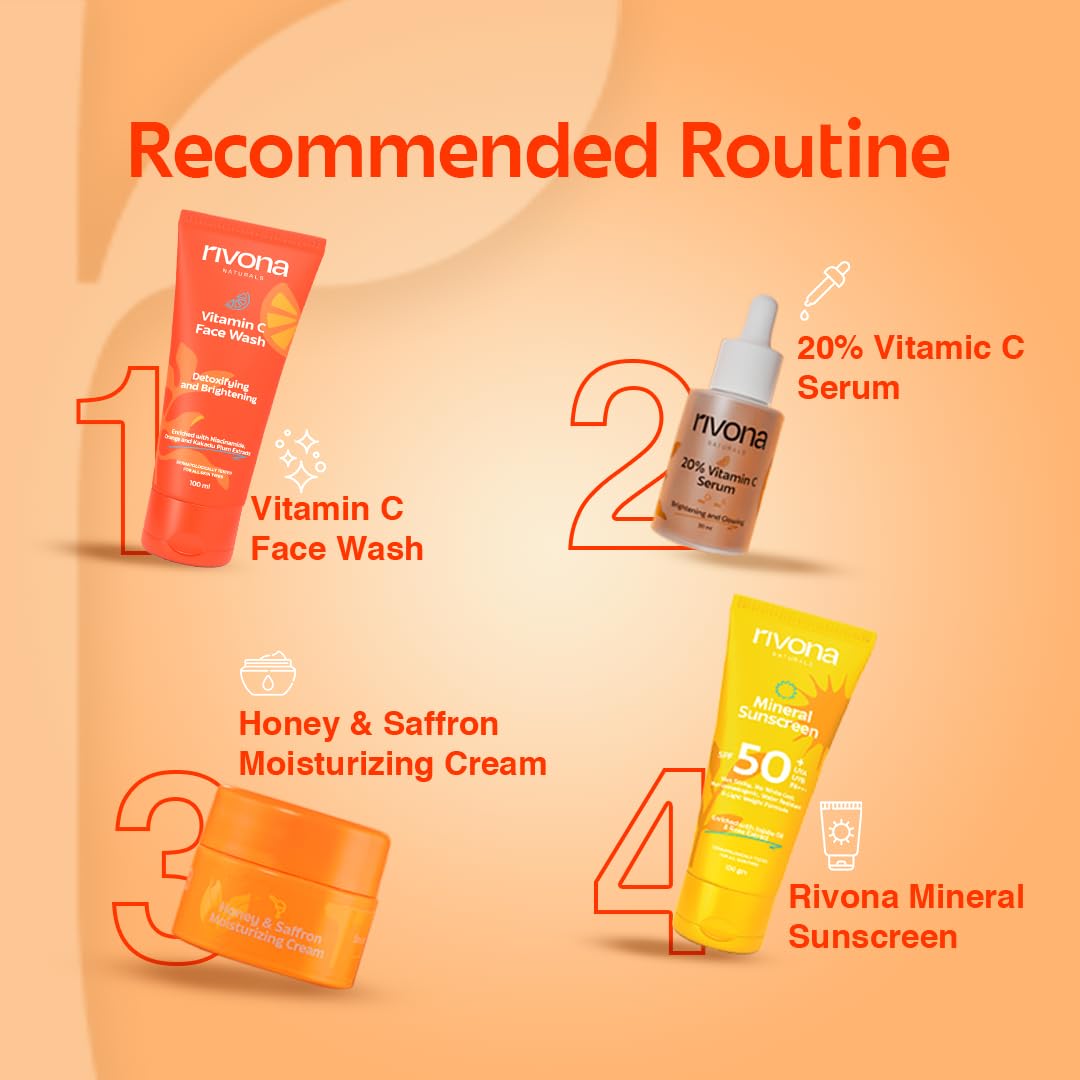 Rivona Naturals Vitamin C Face Wash With Niacinamide & Orange, Kakadu plum| For Women & Men 100ml- Toxin-Free & Oil-Free Face Wash for Acne-Prone, Dry & Oily Skin