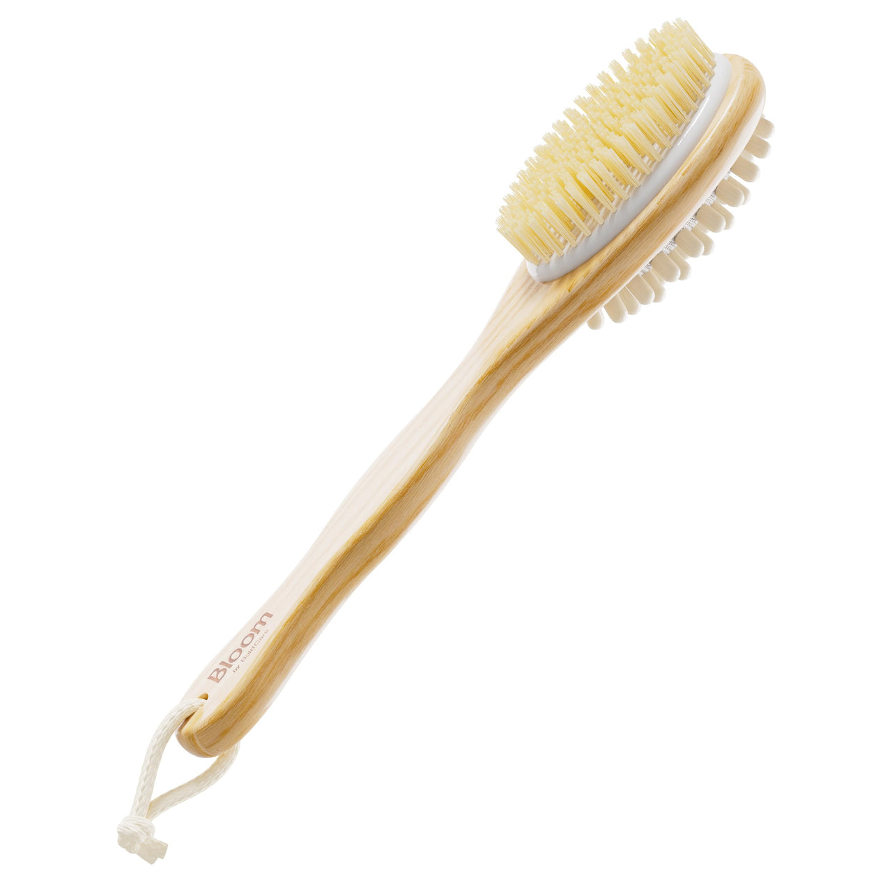 Bloom 2-in-1 Long Handle Body Brush | For Skin Exfoliation and Massage | Reduces Cellulite | Stimulates Blood Circulation & Reduces Dead Skin Cells | Natural, Soft Bristles | (1 unit)