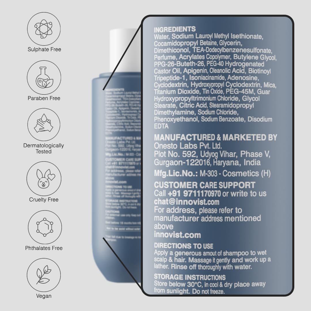 Bare Anatomy Anti-Hair Fall Mask Enriched with Adenosine and Peptides | 250 ml Anti Hair Fall Shampoo Vegan| For All Hair Types | For Women & Men | 250ml