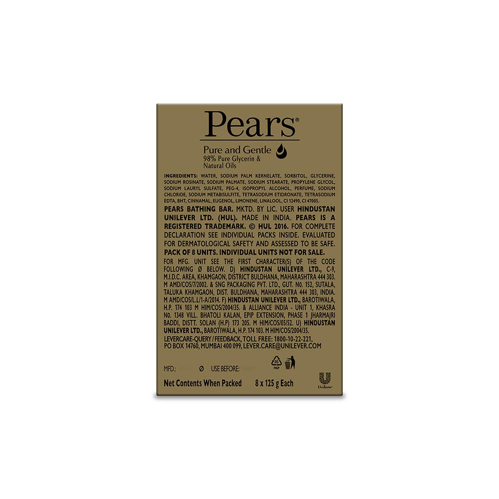 PEARS Pure And Gentle Bathing Bar, 125g (Pack Of 8) And Naturale Detoxifying Aloevera Bodywash, 250 ml
