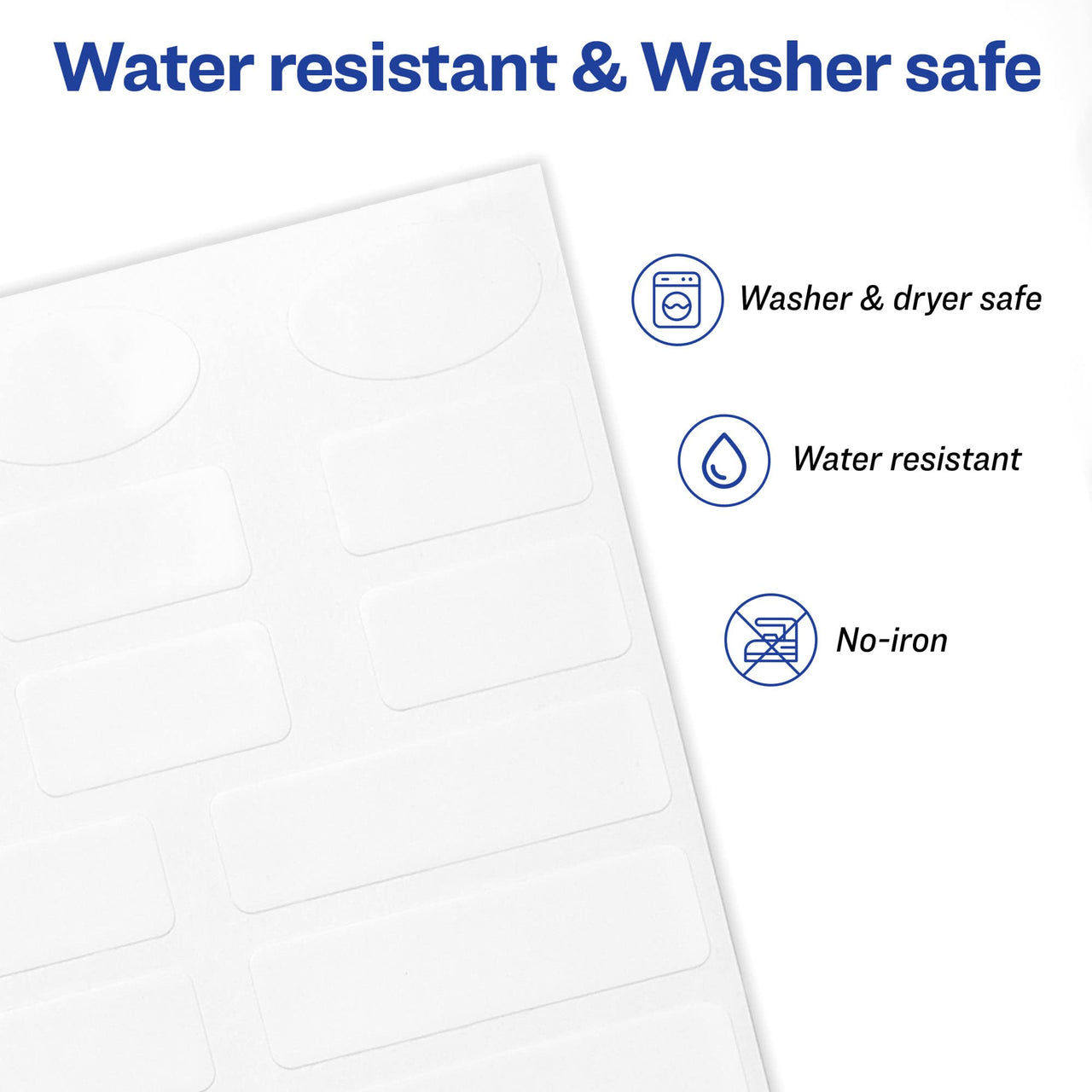 Avery No-Iron Fabric Labels, Assorted Shapes and Sizes, Washer and Dryer Safe, Non-Printable, 45 Labels Per Pack, 2-Pack, 90 Total (30700) 2 Pack Clothing Labels