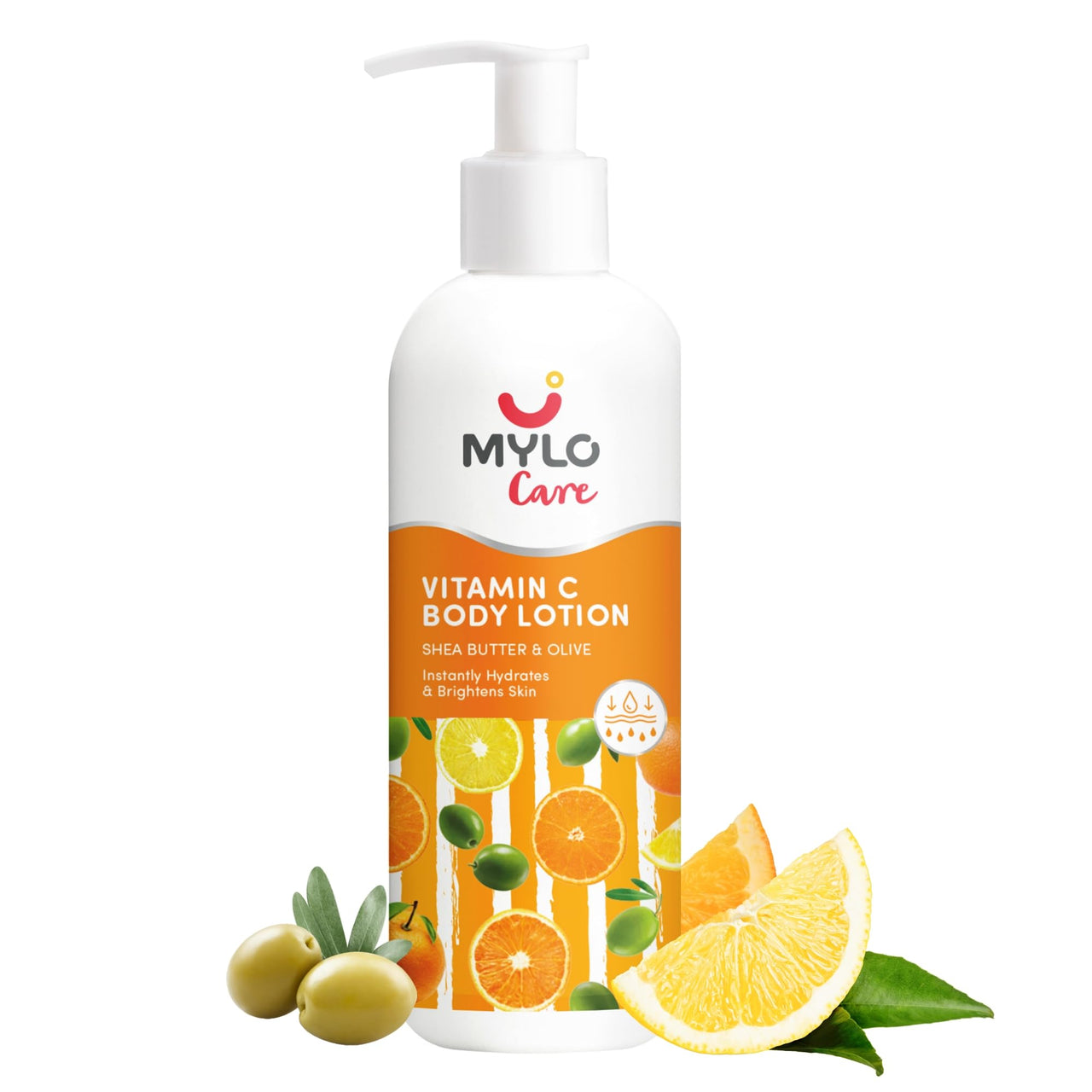Mylo Vitamin C Body Lotion with Shea Butter, Olive Oil & Niacinamide | 24 Hours Hydration | Balances Skin Tone | Reduces Hyperpigmentation 275 ml