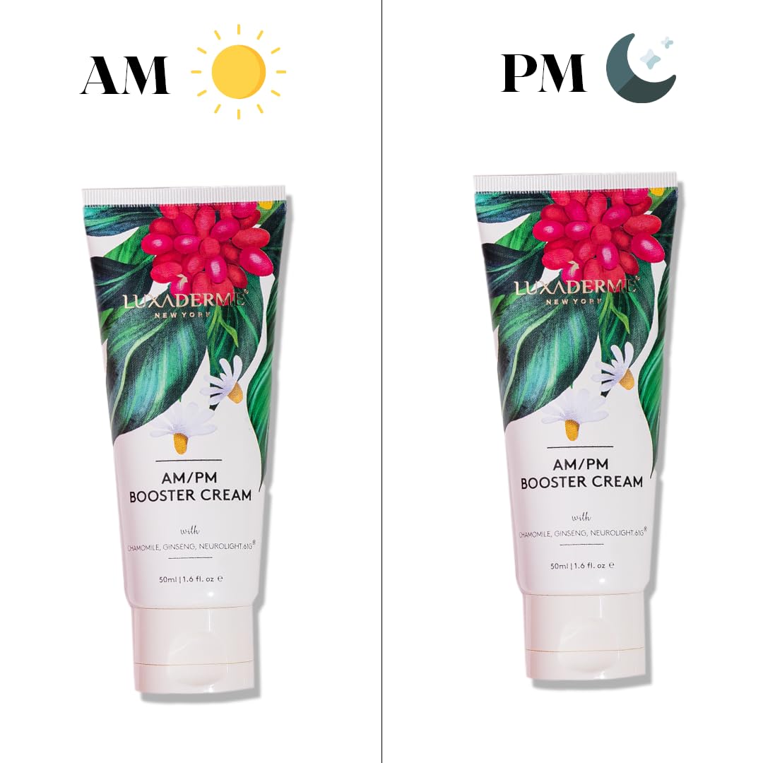 LuxaDerme Korean AM/PM Booter Cream for Face & Neck | Hydrating Face Cream with Niacinamide, Chamomile & Ginseng | Skin Brightening, Firming & Deep Hydration | Face Cream for Glowing & Even-Toned Skin | 50ml