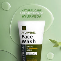 Ustraa Ayurvedic Face Wash - Neem & Haldi - 100g | Helps Heal Skin | Skin Brightening & Deep Cleansing Powers | Removes Excess Oil | No SLS, No Paraben