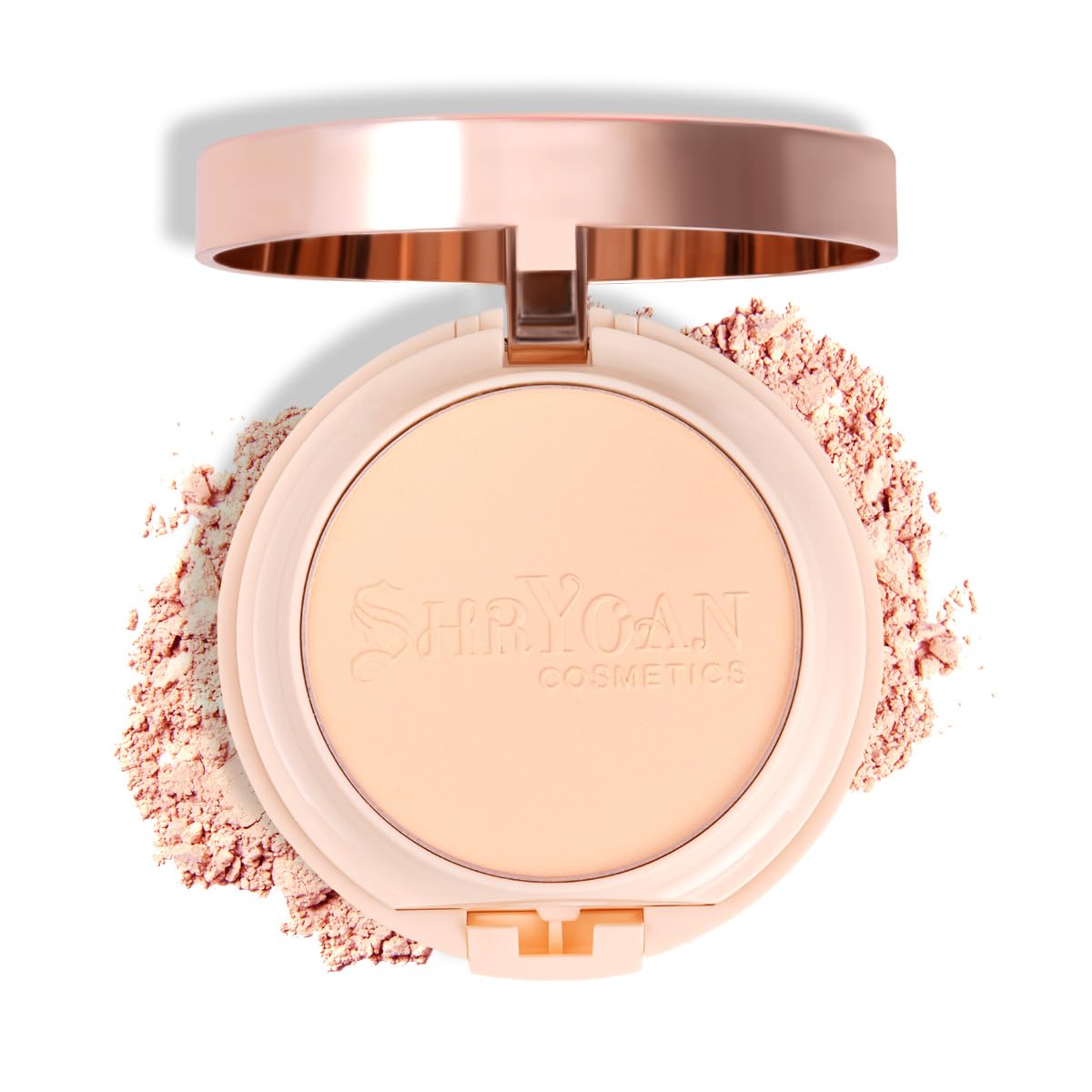 Shryoan 2 IN 1 Oil Control Compact Powder Full Coverage White Tone with Mirror Fair Skin Matte Finish Double Beige Shades with Oval Makeup Brush (SH02)