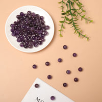 60pcs 6mm Natural Stone Beads Amethyst Beads Energy Crystal Healing Power Gemstone for Jewelry Making, DIY Bracelet Necklace